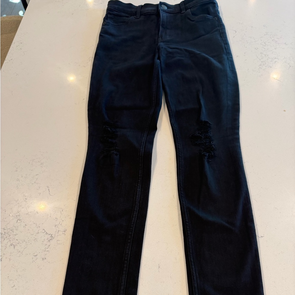 Express High Rise Skinny Stretchy Black Distressed Jeans